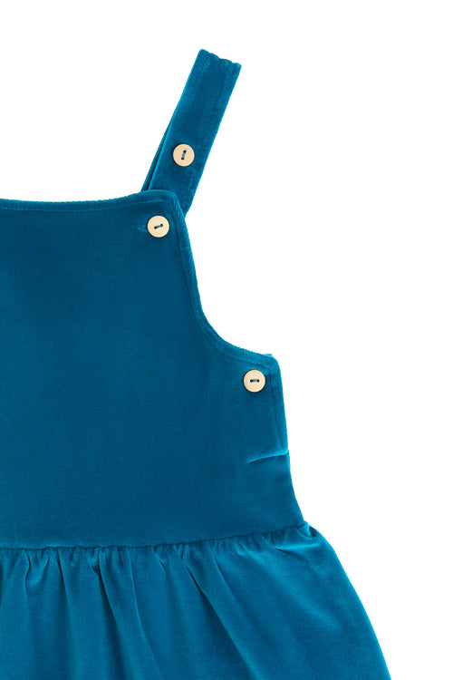 2625 OB |  Kids Velvet Sleeveless Dress  - Ocean Blue