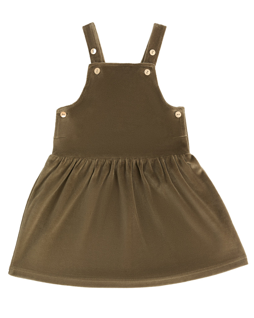 2625 OL |   Kids Velvet Sleeveless Dress - Olive