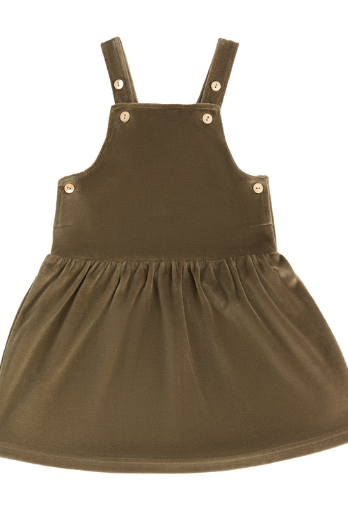 2625 OL |   Kids Velvet Sleeveless Dress - Olive