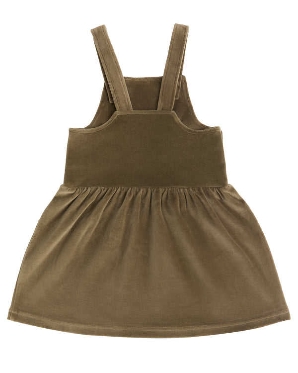 2625 OL |   Kids Velvet Sleeveless Dress - Olive