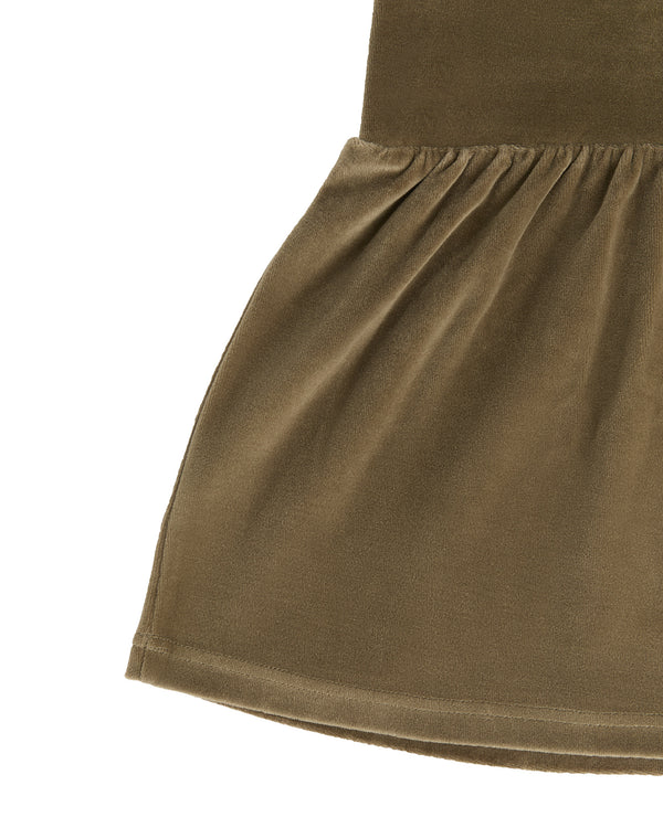 2625 OL |   Kids Velvet Sleeveless Dress - Olive