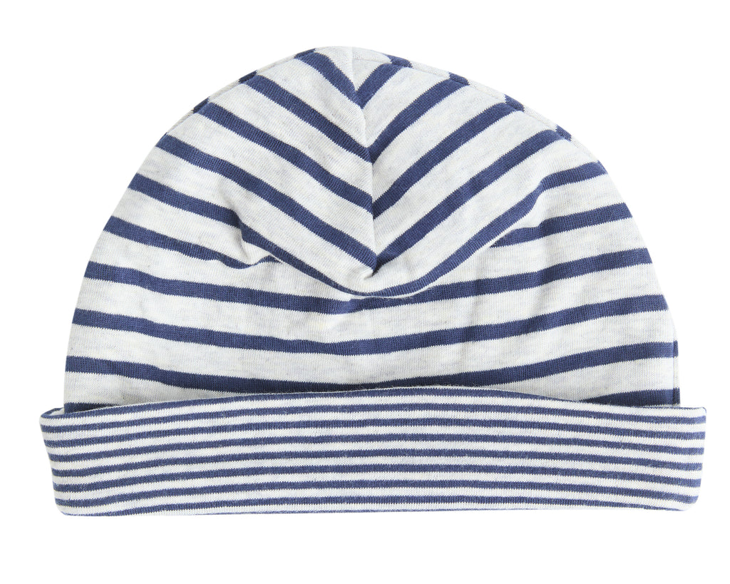 2661 MA| Kids Reversible Beanie - Marine Blue/Beige