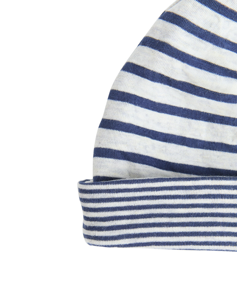 2661 MA| Kids Reversible Beanie - Marine Blue/Beige