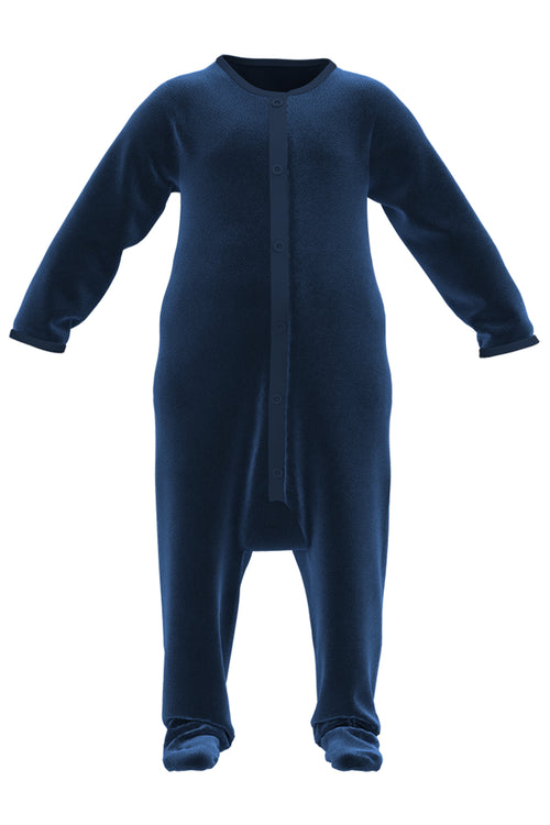 2730 AB | Velour Overall with full feet - Night Blue