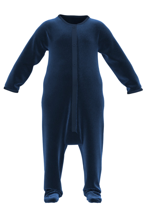 2730 AB | Velour Overall with full feet - Night Blue