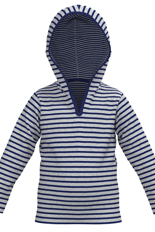 2930 MA | Kinder Kapuzen Shirt - Marineblau/Beige