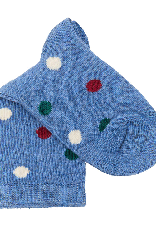3325 | Kids Socks (Dotted) - Jeans-melange/tannennadel/kirschrot (6 Pack)