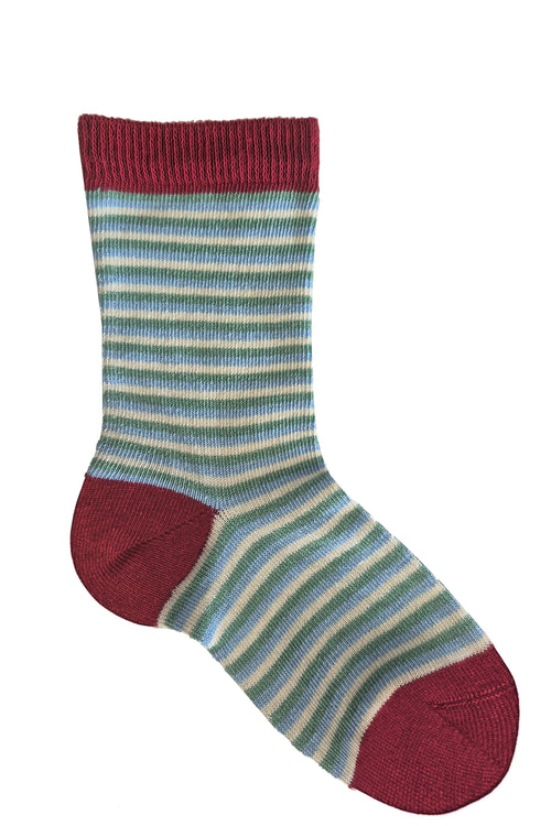 3327 | Kinder Socken - Kirschrot/minzgrün/hellblau (6 Paar)