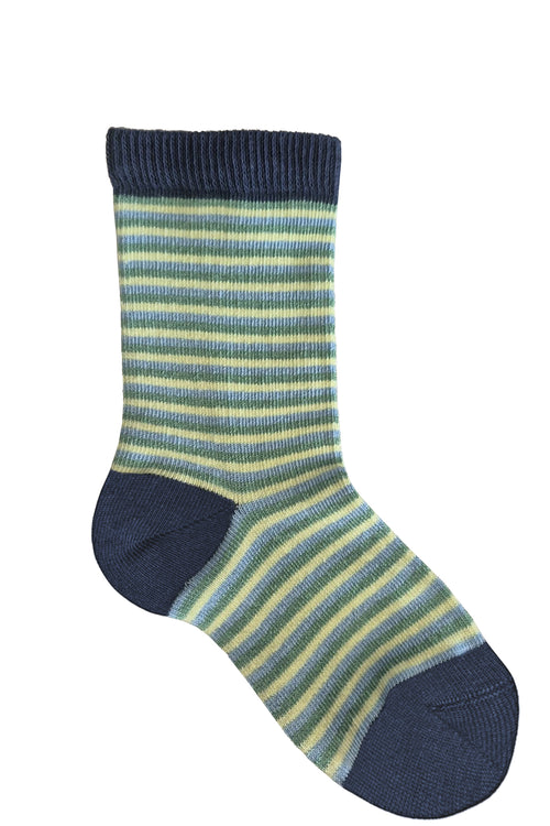 3328 | Kinder Socken - Dunkelblau/minzgrün/limette (6 Paar)