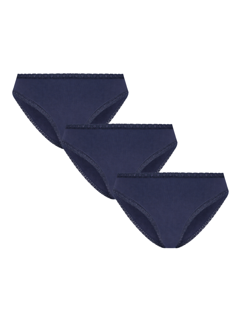 3P1111-027 | Damenslip mit Spitze - Dunkelblau 3er Pack
