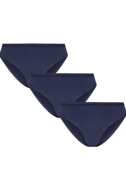 3P1111-027 | Damenslip mit Spitze - Dunkelblau 3er Pack