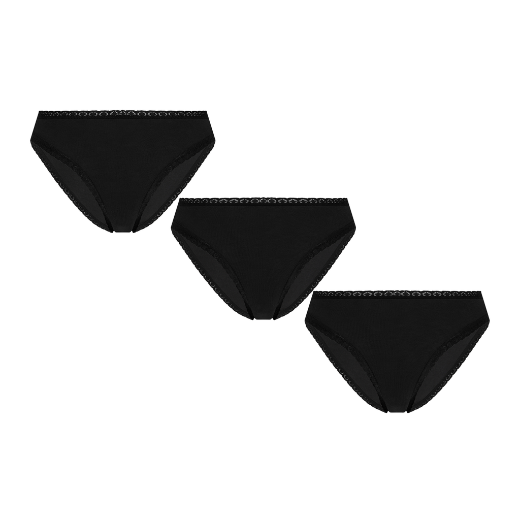 3P1111-02 | Damenslip mit Spitze - Schwarz 3er Pack