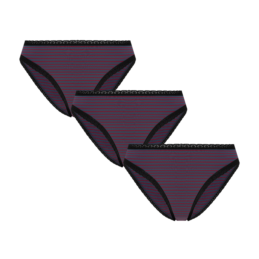 3P1111-056 | Women's Brief with Lace - Indigo-Red