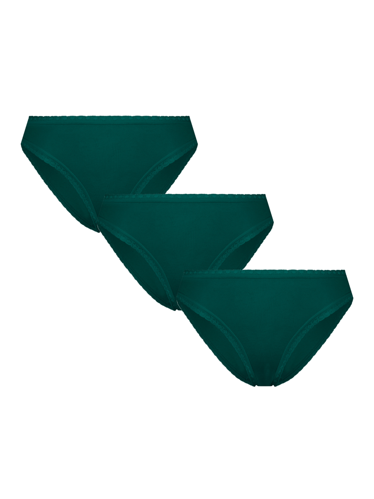 3P1111-067 | Damenslip mit Spitze - Tannennadel 3er Pack
