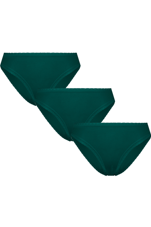 3P1111-067 | Damenslip mit Spitze - Tannennadel 3er Pack