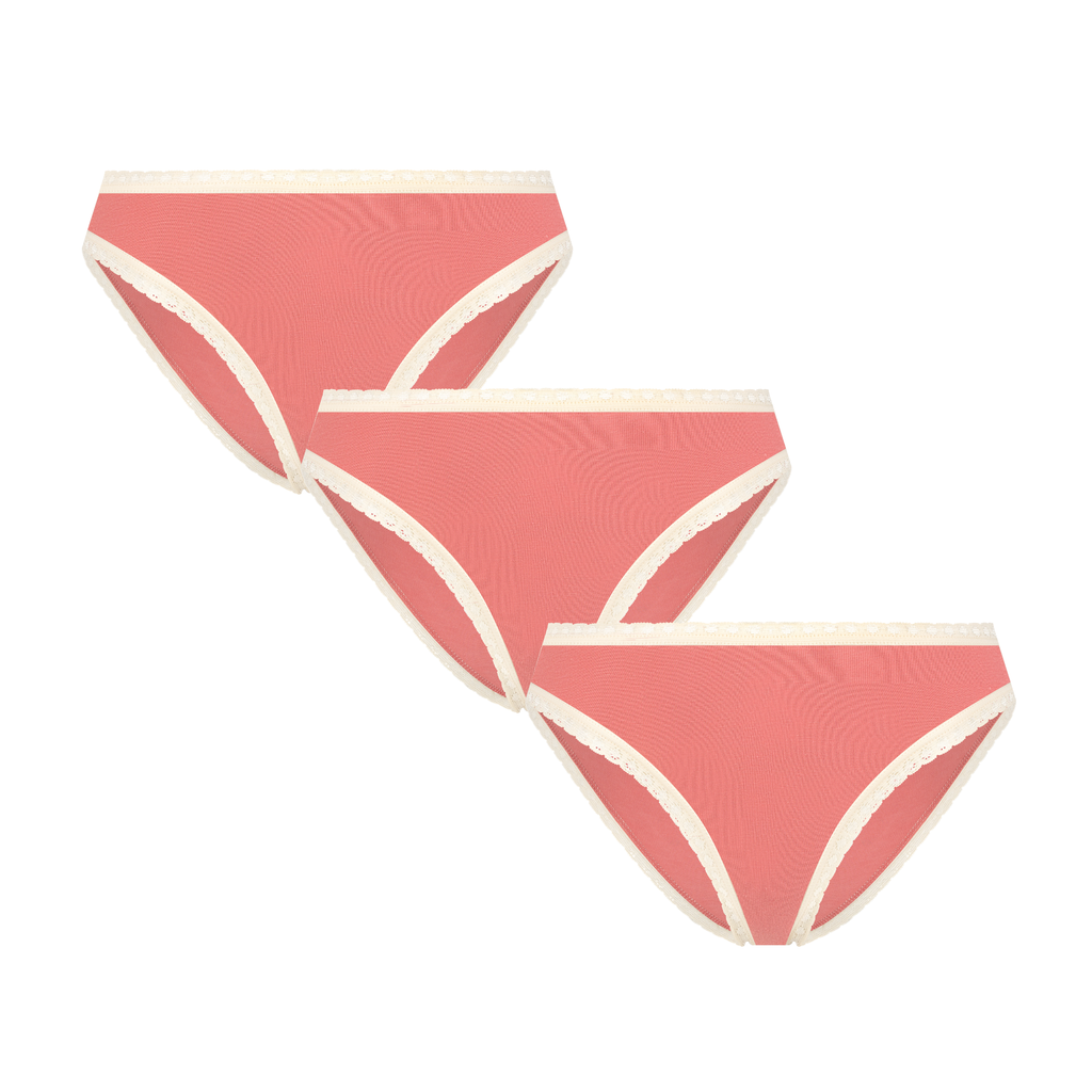 3P1111-082 | Damenslip mit Spitze - Pastellrosa 3er Pack