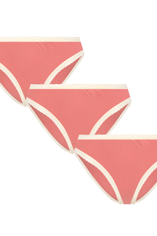 3P1111-082 | Damenslip mit Spitze - Pastellrosa 3er Pack