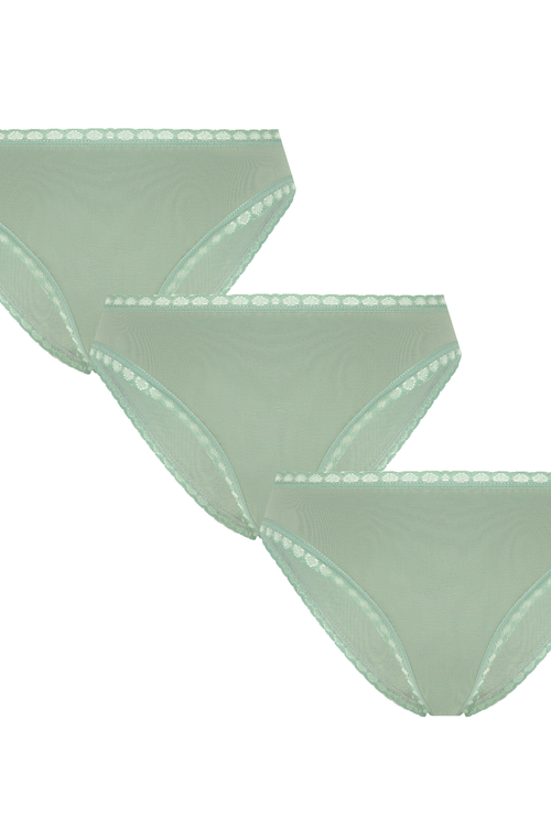 3P1111-109 | Damenslip mit Spitze - Eisberggrün 3er Pack