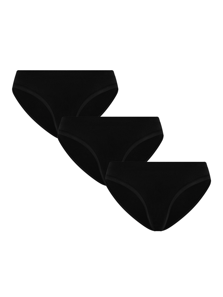 3P1112-01 | Damenslip ohne Spitze - Schwarz 3er Pack