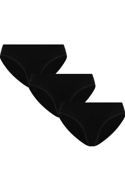3P1112-01 | Damenslip ohne Spitze - Schwarz 3er Pack