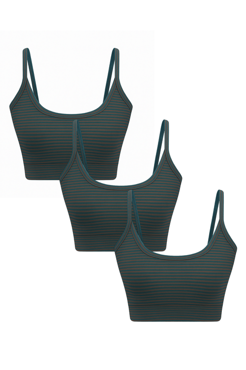 3P1511-064 | Damen Bustier - Tanne/Tabasco 3er Pack