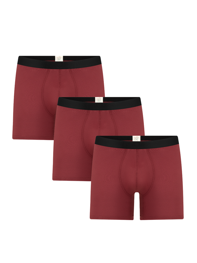 3P2123-030 | Herren Long Trunkshorts - Bordeaux (3er Pack)