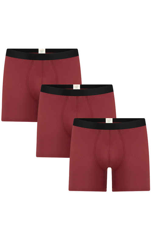 3P2123-030 | Herren Long Trunkshorts - Bordeaux (3er Pack)