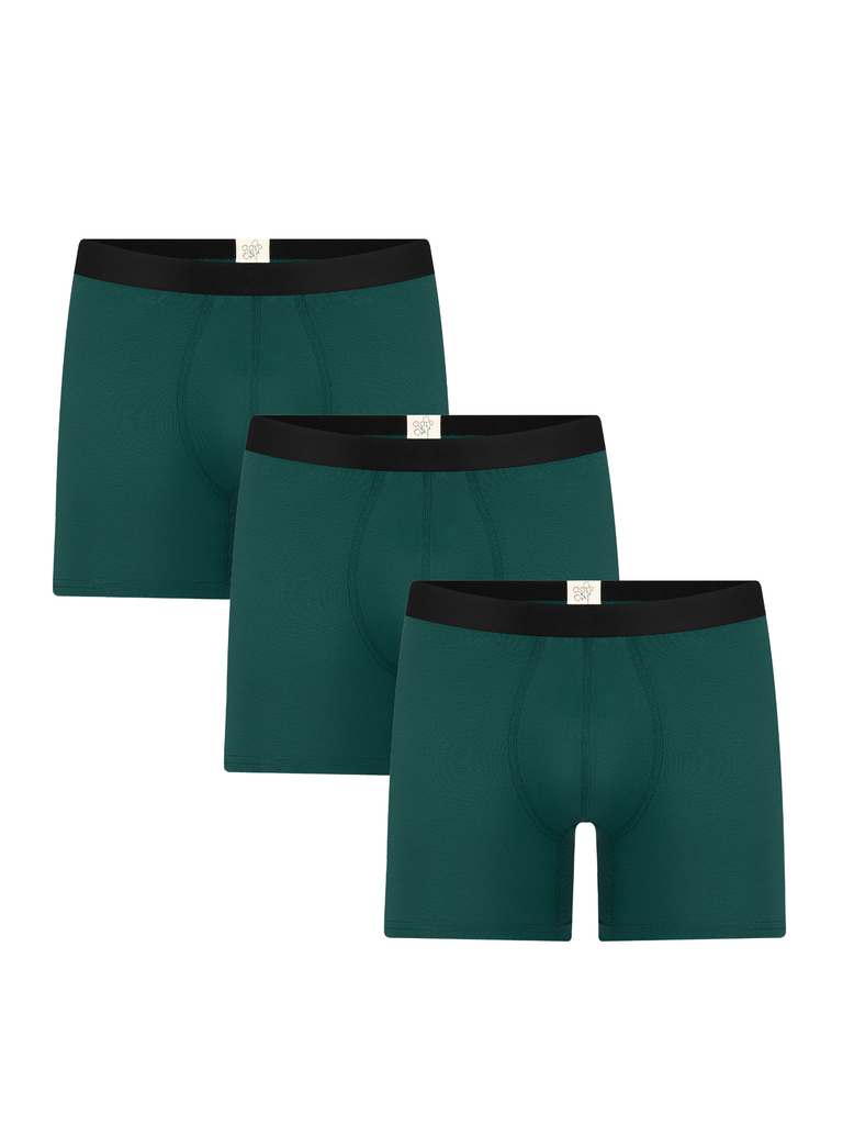 3P2123-067 | Herren Long Trunkshorts - Tannennadel (3er Pack)