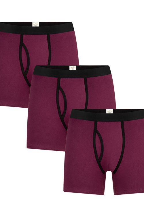 3P2131-07 | Herren Boxershorts - Aubergine 3er Pack