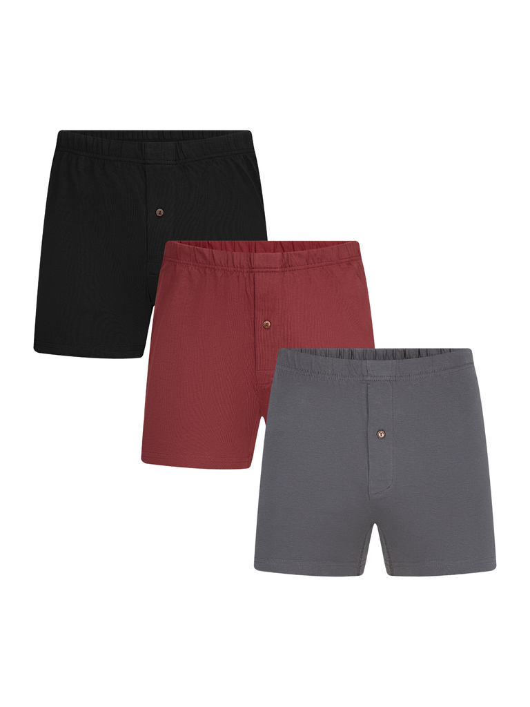 3P2134-142 | Herren Boxershorts - Schwarz-Bordeaux-Anthrazit