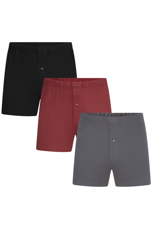 3P2134-142 | Herren Boxershorts - Schwarz-Bordeaux-Anthrazit