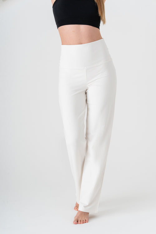 4070N | Damen Yogahose gerades Bein - Naturweiss