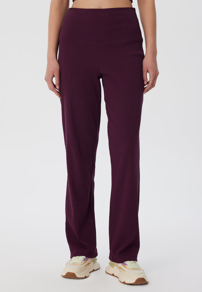 4071-028 | Damenhose aus Ripp-Jersey - Aubergine