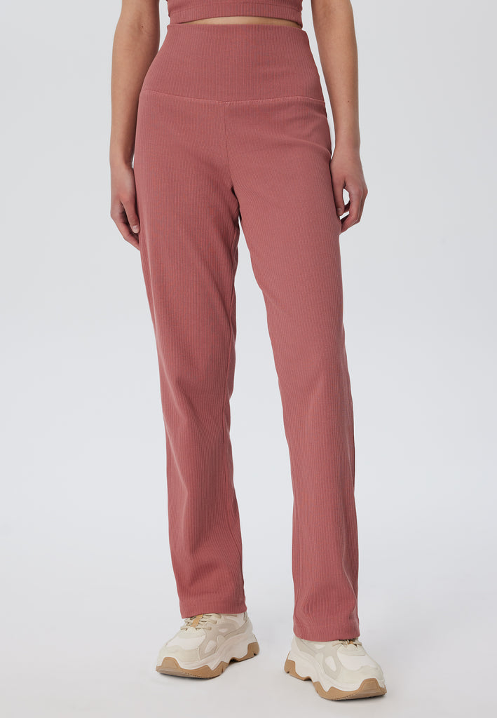 4071-072 | Women's Soft Ribbed Jersey Pants - Withered Rose