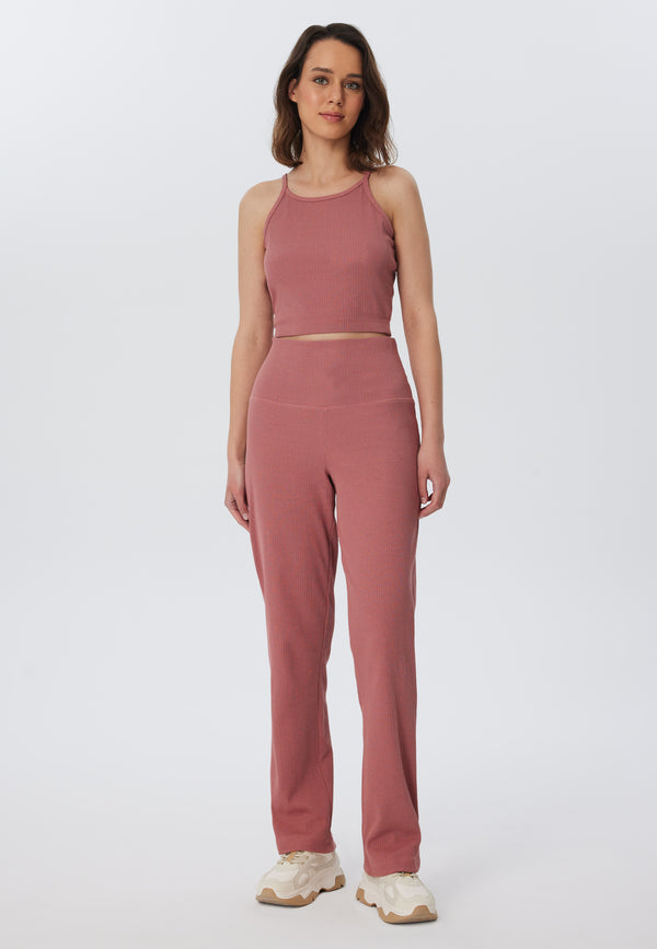 4071-072 | Women Ribbed Trousers - Withered Rose