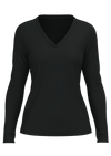 4413-021 | Damen V-Neck Langarmshirt - Schwarz