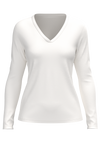 4413-022 | Damen V-Neck Langarmshirt - Naturweiß