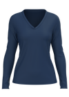 4413-048 | Damen V-Neck Langarmshirt - Navy