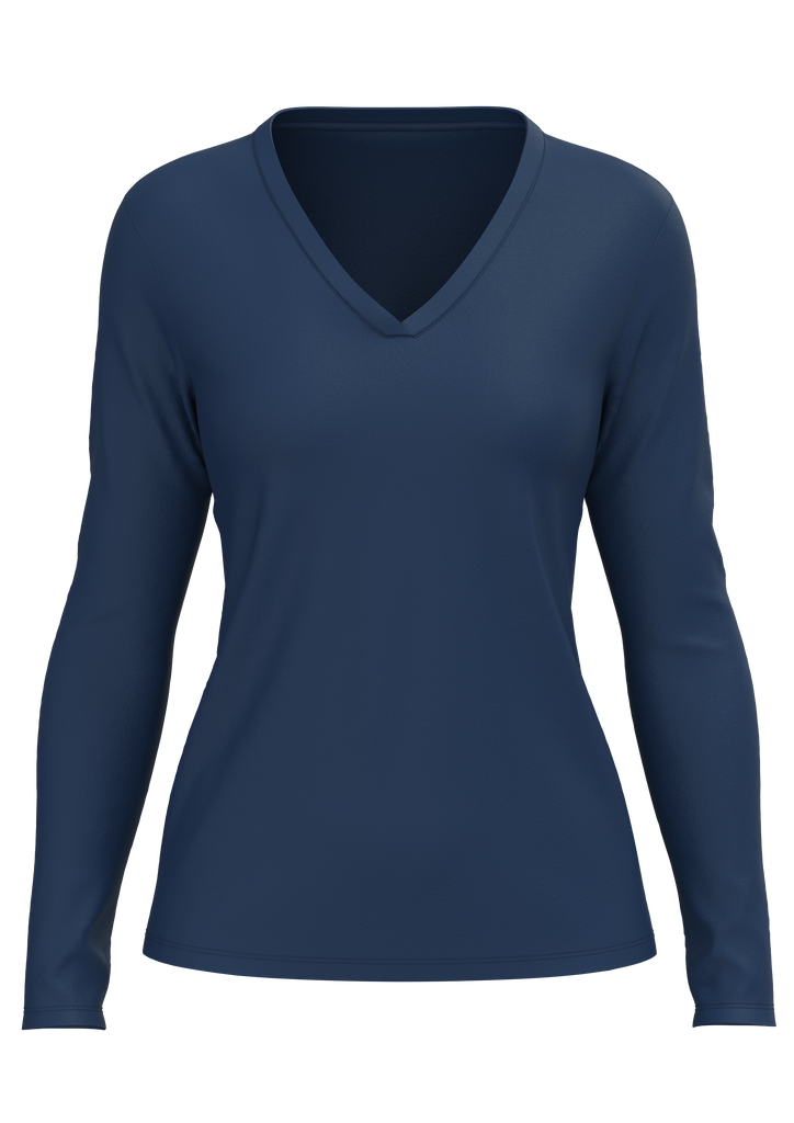 4413-048 | Damen V-Neck Langarmshirt - Navy