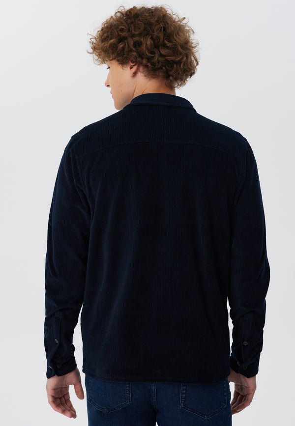 9233-045 | Unisex Corduroy Shirt  - Night Blue