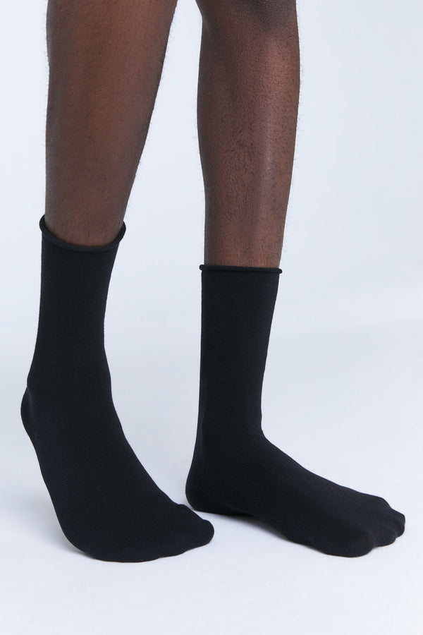 9501 | Socks with rolled cuffs - Black (6-pack)