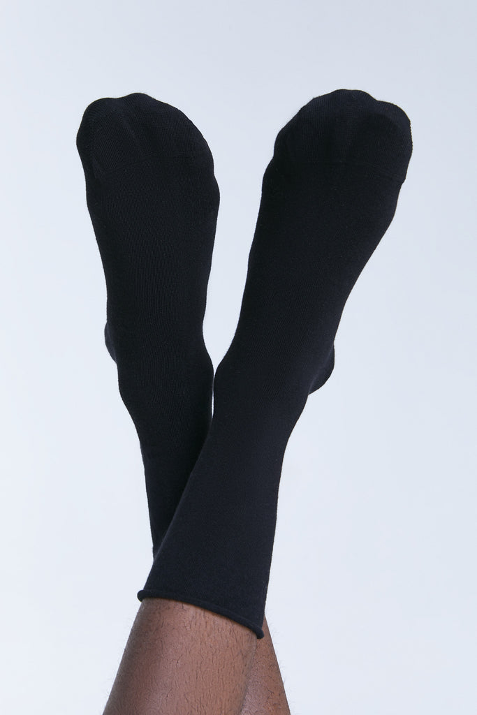 9501 | Socks with rolled cuffs - Black (6-pack)