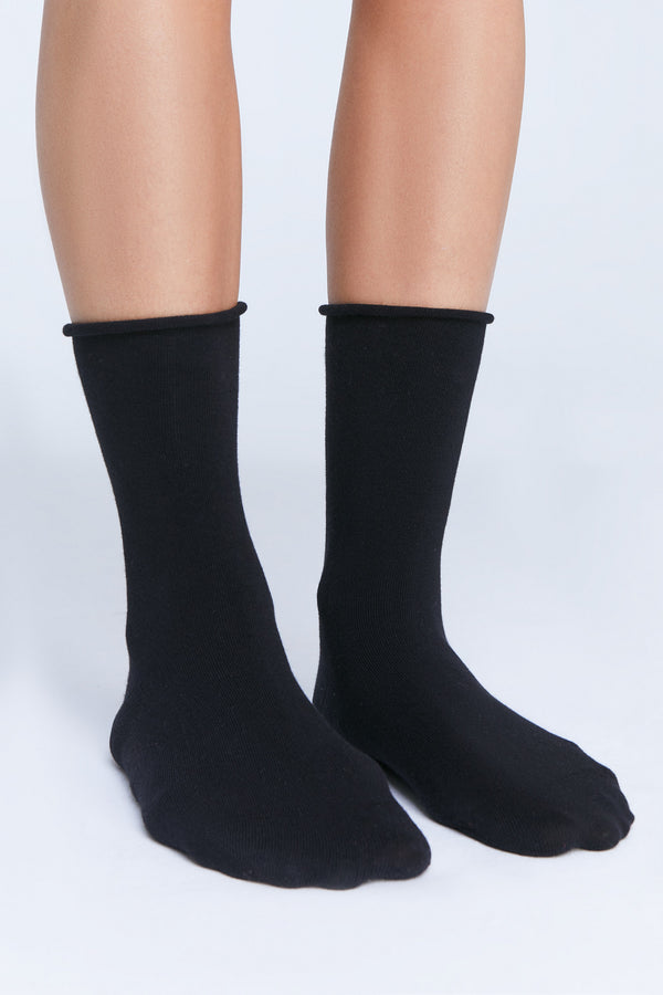 9501 | Socks with rolled cuffs - Black (6-pack)