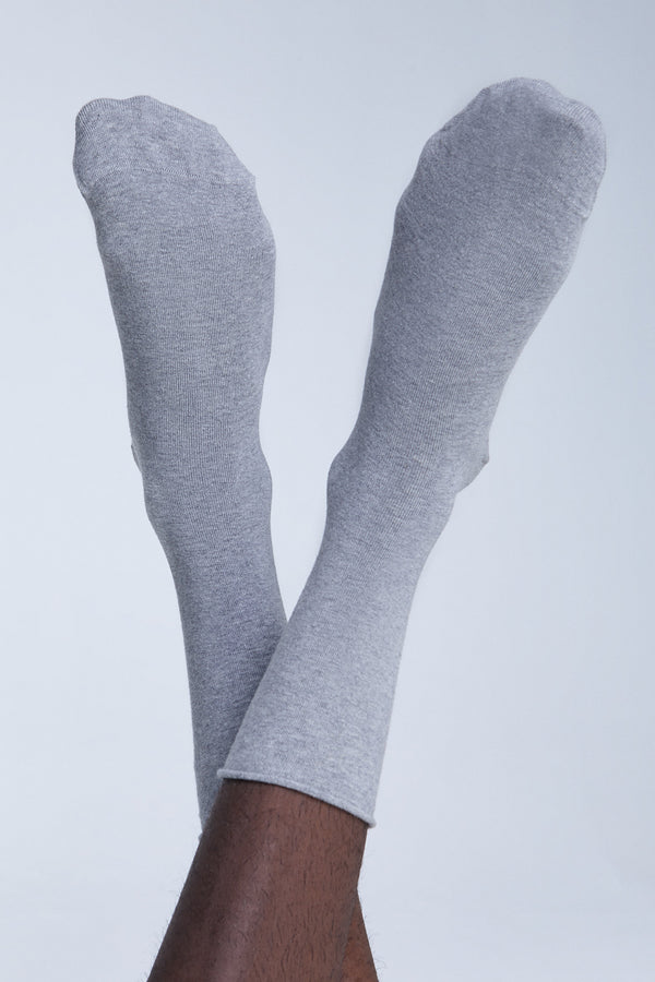 9502 | Socks with rolled cuffs - Gray Melange (6-pack)
