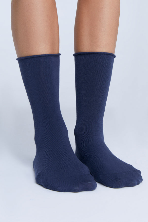 9504 | Socks with rolled cuffs - Dark Blue (6-pack)