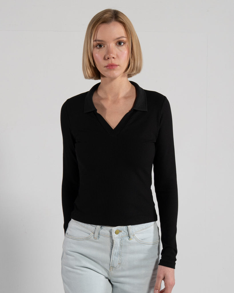 DAMEN LANGARM BLUSE | SCHWARZ