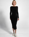 WOMEN'S RIBBED LONG-SLEEVED DRESS | BLACK