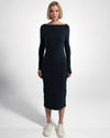 RIBBED WOMEN'S LONG-SLEEVED DRESS | NAVY