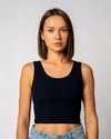 DAMEN GERIPPTES CROPPED TOP | NAVY