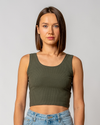 WOMEN'S RIBBED CROPPED TOP | GRAPE LEAF